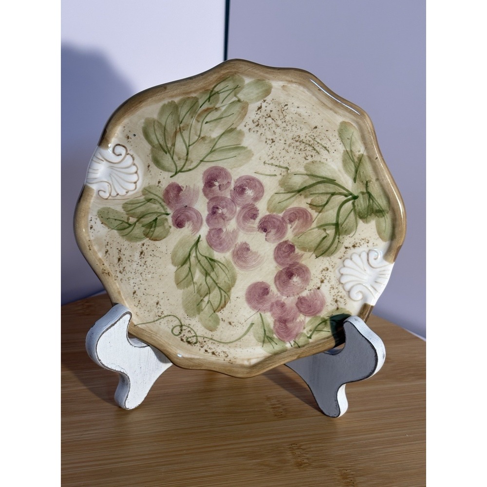 California Pantry Classic Ceramic Round Plate Trivet Grapes Leaves Italian Look